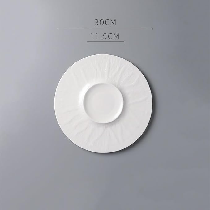 Kitchen Plates Creative Hotel Pure White Ceramic Tableware, Commercial Restaurant Soup Pasta Dish Plate, For Appetizers, Service Restaurant Plates(B)