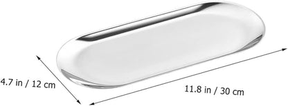 Garneck 2pcs Polished Stainless Steel Trays Serve As Decorative Serving Trays Jewelry Display and Food Storage for Kitchen Tabletop