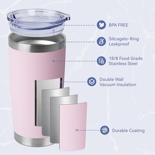 20oz Stainless Steel Tumblers Bulk (Light Pink-A / 4 Count (Pack of 1))