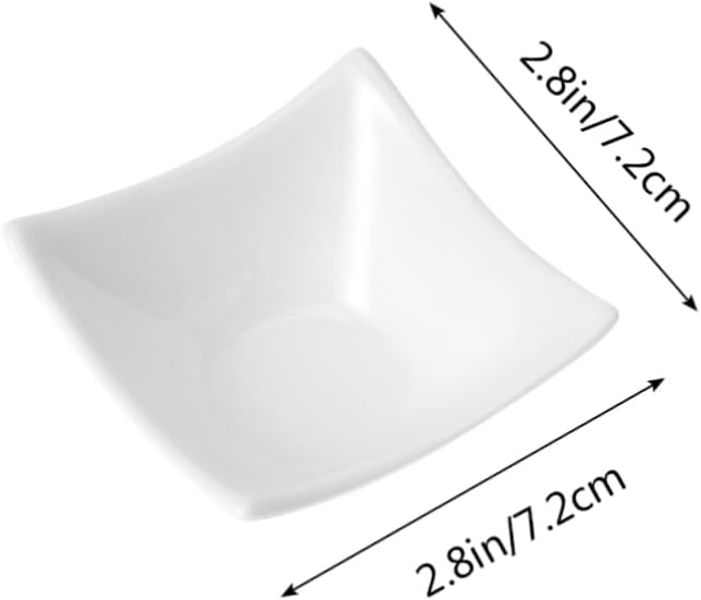 2-Piece Pure White Ceramic Snack Dishes Set Four-Corner Dipping Sauce Plates for Entertaining and Appetizers