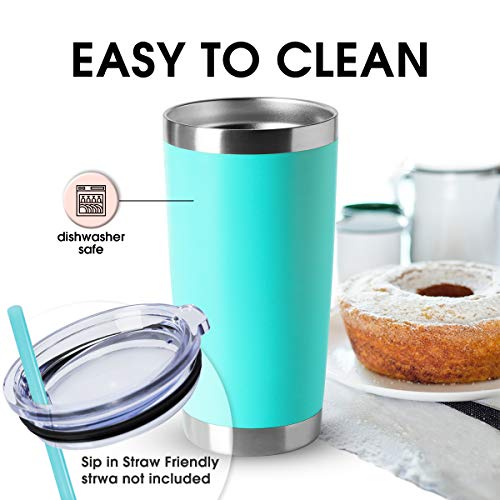 20oz Tumblers Bulk Stainless Steel Cup with Lid Double Wall Vacuum Insulated Coffee Mug for Cold & Hot Drinks 1 Pack (Light Blue-A / 1 Count (Pack of 1))