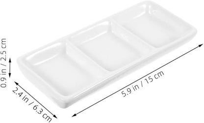 4Pcs Ceramic Serving Platter Compartment Sauce Dishes for Condiments Appetizers and Portions for Parties Gatherings and Everyday Use