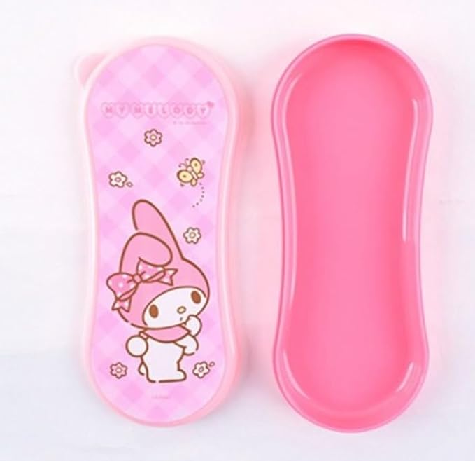 Lilfant Cute Pink Melody Fork and Spoon Flatware Set with Case, Tableware Set with Cute Figure, Medium