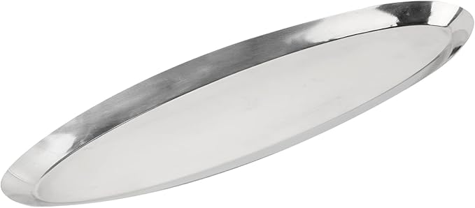 Stainless Boat Plate Divided Serving Tray Fish Plates Food Platter Oval Shape Metal Dish for Outdoor Picnic