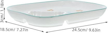 PRETYZOOM 1pc Ceramic Divided Food Serving Plate Simple Style Dumpling Dish Dip Chamber Blue Cartoon Design for Snacks Appetizers and Sauces for Parties and Gatherings