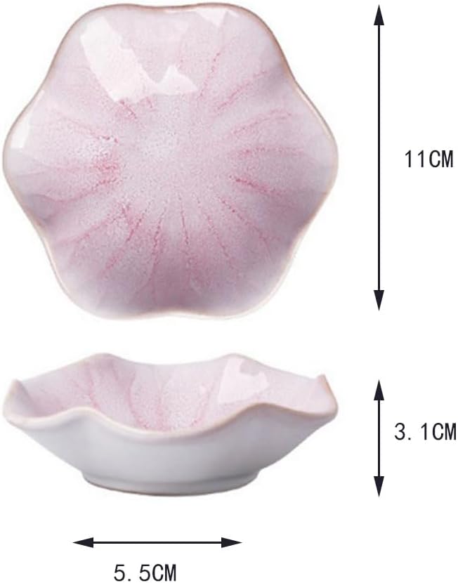 Leadigol 2pcs Sakura Shaped Ceramics Seasoning Dishes, Ketchup Appetizer Plates Vinegar Spice Salad Soy Sushi Seasoning Dipping Bowls Ceramics Plate