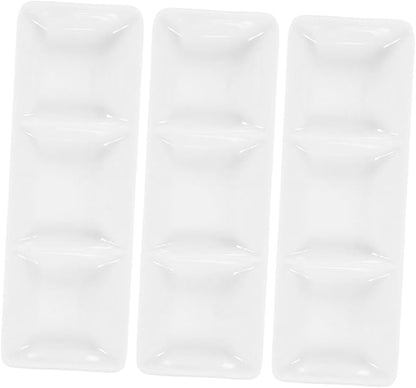 Alipis 4pcs Snack Plate Condiment Plate Ceramic Dipping Bowls Compartments for Sauce Vinegar Snacks Bbq Salad Dressings