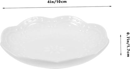 2pcs Elegant Ceramic Sauce Dipping Bowls Multipurpose Appetizer Plates with Embossed Floral Design for Home Restaurant Catering Events
