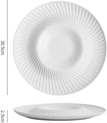 Modern Large Dinner Plates 10-inch Japanese Hotel Restaurant Western Tableware White Ceramic Appetizer Plate Dessert Cake Stackable Dinner Plates