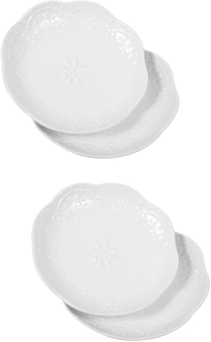 Cabilock 2sets Decorative Ceramic Dipping Bowls with Modern Embossed Design Convenient Sauce Plates for Appetizers and Snacks Dishwasher and Microwave Safe Compact 2pcs*2