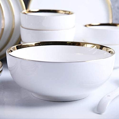 Table Service Crockery SetPorcelain Kitchen Dinnerware Set Ceramic Tableware White Porcelain Dinner Plate Set Kitchen Plate Ceramic Tableware Food Dishes Rice Salad Noodles Bowl Mug Cutlery Set (18 P