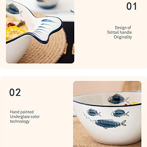 Appetizer Bowls 5.41Oz Sauce Dish Fish Shape Dip Bowl Set Ceramic Soy Sauce with Handle Sushi Dipping Bowls Ketchup Salad Appetizer Plates Serving Dishes Bowls(Set of 4) Salad Bowls ( Size : 4.92x3.15