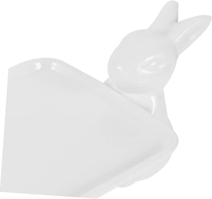 Ceramic Bunny Dessert Serving Tray Gold and Silver Accents Decorative Snack Plate for Candy Jewelry and Appetizers Elegant High Foot Design for Parties and Gatherings