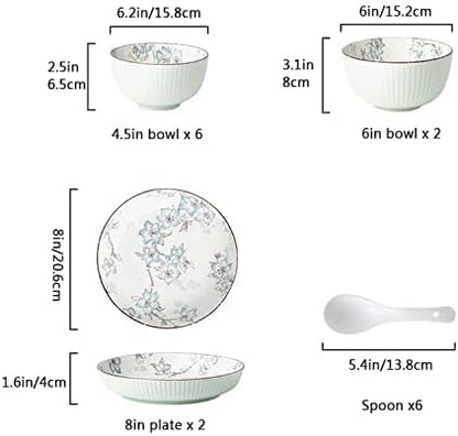 Ceramics Dinnerware Set, 16 Pcs Modern White Underglaze Color Dinner Set, Porcelain Bowls and Plates Sets, Stoneware Dishes Set, Tableware Combination Set - Plates/Bowls/