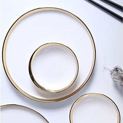 Table Service Crockery SetPorcelain Kitchen Dinnerware Set Ceramic Tableware White Porcelain Dinner Plate Set Kitchen Plate Ceramic Tableware Food Dishes Rice Salad Noodles Bowl Mug Cutlery Set (18 P