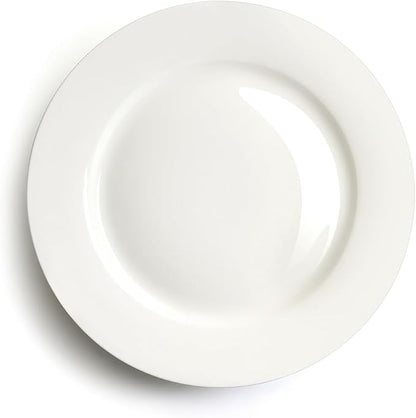 IQCWOOD Porcelain Flat Dinner Plates, 6-Piece White Dinner Plate Set, 8 inches Dessert Salad Plate, Serving Dish Set - Oven, and Dishwasher Safe, Scratch Resistant, Modern Dinnerware Party Plates