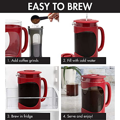 Burke Deluxe Cold Brew Iced Coffee Maker (1.6 Quart / Red)