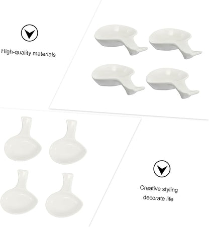 Alipis 4pcs Chopstick Holder Sauce Plate Porcelain Dishes for Seasoning Appetizers