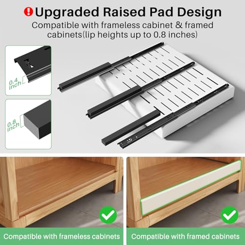 Pull out Cabinet Organizer (White / 17"D×12"-20"W(2 Pack))