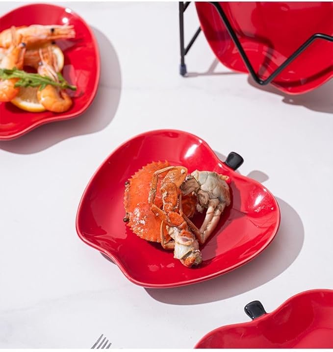 123Arts Apple Dessert Dishes Set Appetizer Plates, Ceramic Sushi Sauce Plates Seasoning Dishes,Set of 4