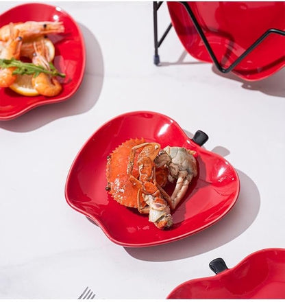123Arts Apple Dessert Dishes Set Appetizer Plates, Ceramic Sushi Sauce Plates Seasoning Dishes,Set of 4