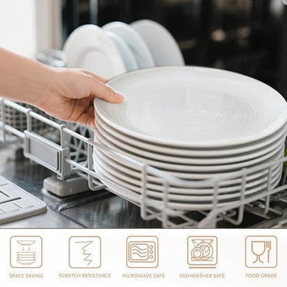Yachi Ceramic 10 1/4 Inch White Dinner Plates Set of 4 Microwave Oven Dishwasher Safe Dish Porcelain Serving Plates for Kitchen Restaurant Stoneware Dishes for Party Beef Steak, Pasta Plate 10.25 in