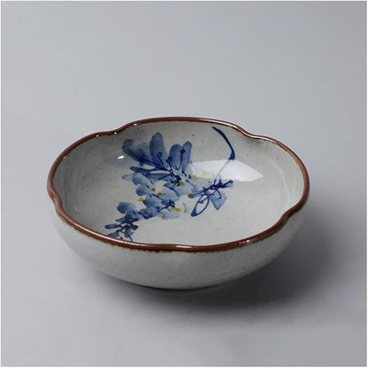 Snack Plate Hand Drawn Dipping Dishes Japanese Style Ceramic Seasoning Plate Vinegar Kitchen Dipping Bowl Appetizer Sushi Serving Plate Snack Tray (Color : E)
