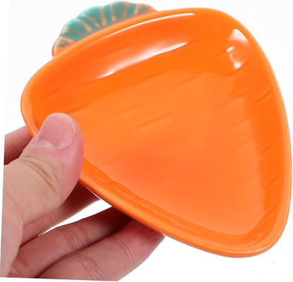 KICHOUSE 2Pcs Small Ceramic Dishes Playful Carrot Shaped Serving Plates for Dipping Sauces Snacks and Appetizers for Kitchen and Dining Handpainted and Portable