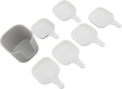 Zerone 7-Piece Dipping Sauce Plate and Holder Set, Portable Dishes with Storage Box, Ceramic Appetizer Plates, Ideal for BBQ, Soy, Ketchup, with Multifunctional Design, Great for Gifting