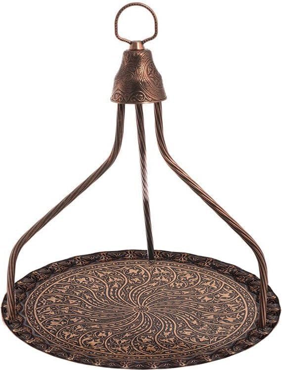 Ottoman Turkish Coffee and Tea Serving Tray, Suitable for The Restaurant, Round Shape, Width 13,7 Inch (35 cm) (Antique Copper)