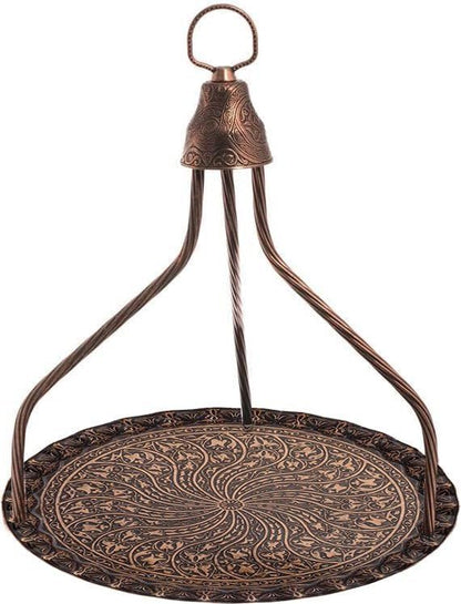 Ottoman Turkish Coffee and Tea Serving Tray, Suitable for The Restaurant, Round Shape, Width 13,7 Inch (35 cm) (Antique Copper)