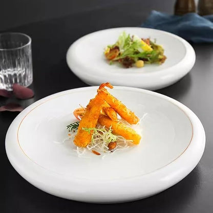 SONGCHAO Party Supplies Light Cyan Chinese Tableware Hotel Supplies Plate Restaurant Catering Ceramic Plate Cold Dish Plate Party Plates (Color : A, Size : Small)