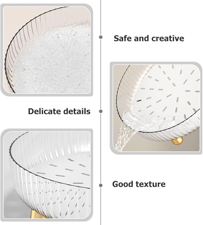 Zerodeko Double Layer Draining Tray for Fruits and Vegetables Multi-purpose Kitchen Serving Tray Design for Home Decoration and Storage