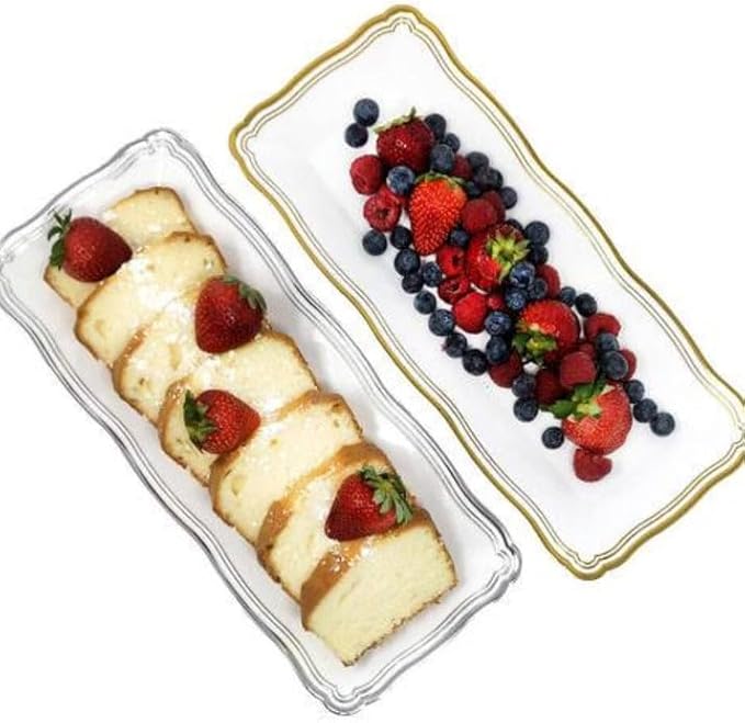 s Aristocrat Collections: 13.75 X 6 inches Narrow Serving Trays White & Gold Border: BPA Free for All Occasions: 12CT