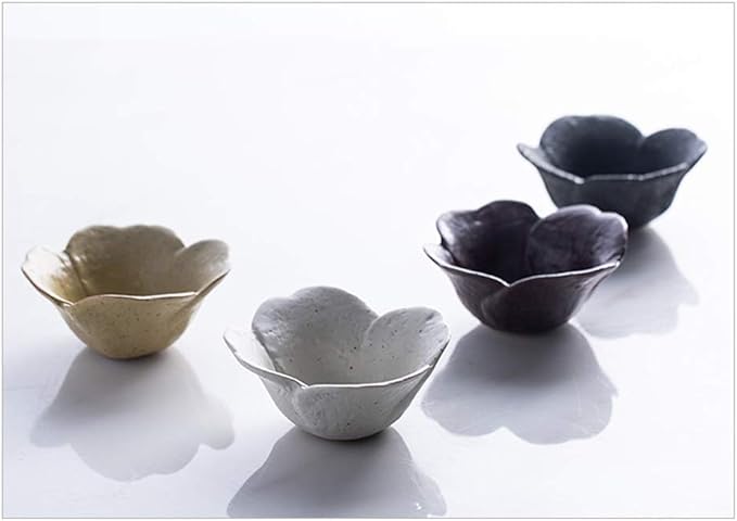 Ceramic cutlery salad bowl Ceramic Appetizer Plate, Snack Plate, Tableware, Seasoning Plate, Dipping Sauce Plate, Flower-Shaped Sauce Plate small bowl (Size : D)