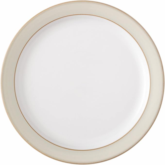 Denby - Linen Cream White Dinner Set for 4-12 Piece Ceramic Stoneware Tableware Plate & Bowl Set - Dishwasher Microwave Safe Crockery - Includes 4 x Dinner Plates, Small Plates, Cereal Bowls