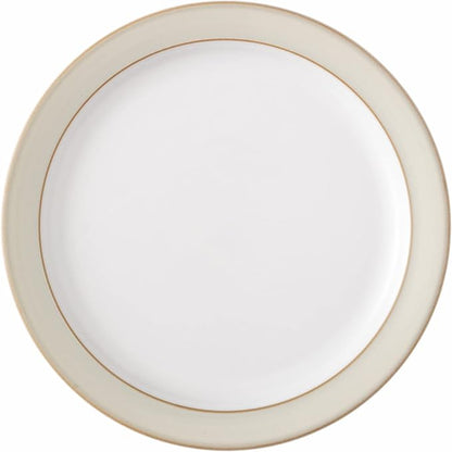 Denby - Linen Cream White Dinner Set for 4-12 Piece Ceramic Stoneware Tableware Plate & Bowl Set - Dishwasher Microwave Safe Crockery - Includes 4 x Dinner Plates, Small Plates, Cereal Bowls