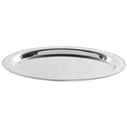 HUBERT Serving Tray Stainless Steel Round with Beaded Edge- 17" Dia x 3/4" H