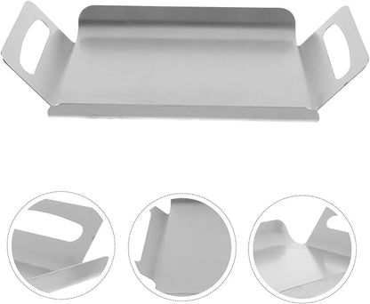 Silver Trays for Serving Snack Dishes Rectangular Buffet Dessert Trays Stainless Steel Handles