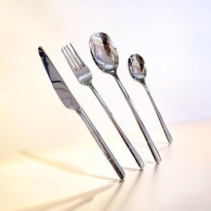 Stainless Steel Flatware serving set,Home Kitchen Eating Tableware Set,Dishwasher Safe,For Home Kitchen Restaurant Hote 4/16/24/32 Pieces 304 Stainless Steel Knife, Fork And Spoon, Western Food Tablew