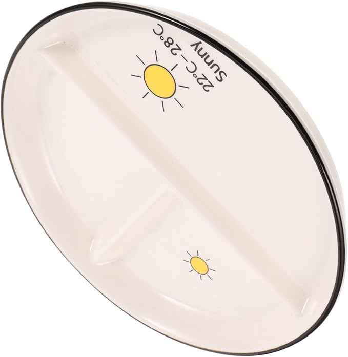 Luxshiny Cute Ceramic Plates Separated Eating Plate Dessert Tray Divided Serving for Balanced Nutrition