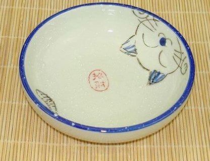 123Arts 5pcs Ceramic Cat Seasoning Dishes Sushi Dipping Bowl Appetizer Plate Dessert Plate