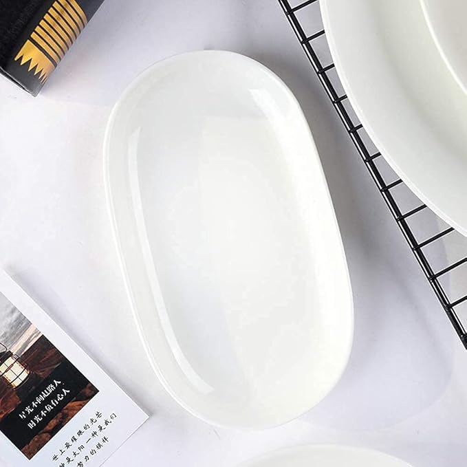 Pure White Porcelain Dinnerware Set Tableware Set Stoneware Dish Dinner Plates Dinner Set Dinner Service for1/2/4/10/16 People,80 PCS (White 8 PCS 1 Set)