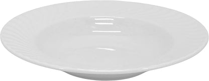 Elama Julia 16 Piece Scalloped Double Bowl Porcelain White Dinnerware Set, Serveware, Tableware, Bowls, Plate Set (Julia)