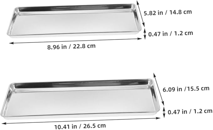 Cabilock Stainless Steel Serving Tray Set Rectangular Food Snack Plates for Home Restaurant and Party Use Unbreakable Design 2-Piece Kitchen Tray for Entertaining
