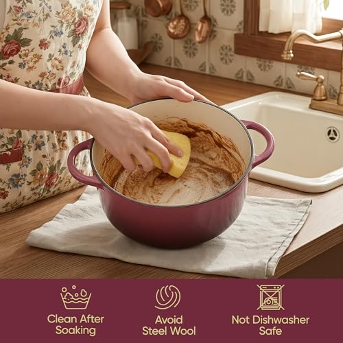 6 Quart Dutch Oven Pot with Lid (6 QT / Rose)