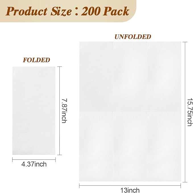 BESTVIP 200 Pack Disposable Paper Napkins, 3-Ply White Dinner Napkins for Guests,Bathroom Paper Hand Towels Soft and Absorbent, Perfect for Christmas, Kitchen, Dinner, Party, Wedding or Event