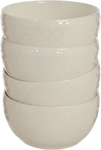 Hobby Lobby Hobnail Ceramic Dinnerware, White Glossy Finish, Set of 4 (4.5" Mini Bowl)