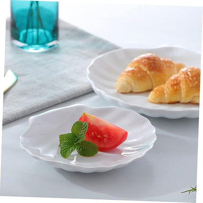 GLEAVI 4-Piece Shell-Shaped Ceramic Plates Set Multipurpose Food Serving Dishes for Breakfast Appetizers and Desserts Elegant Kitchen Supplies