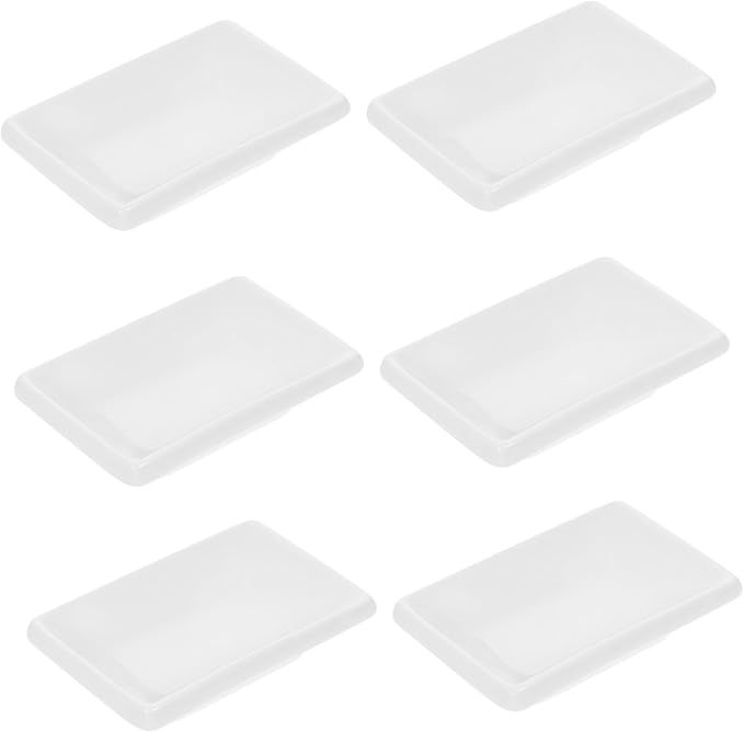 BESTOYARD 6pcs Ceramic Snack Plate Condiment Plate Serving Tray White Dishes for Appetizer Serving Sauce Bowls Soy Sauce Trays